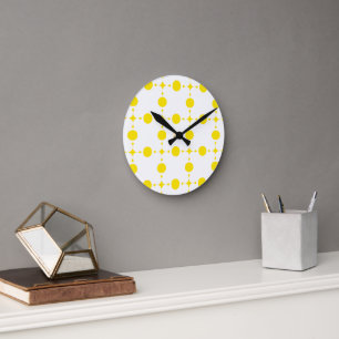 Yellow Polka Dots, Polka Dot Pattern, Dots, Dotted Round Clock