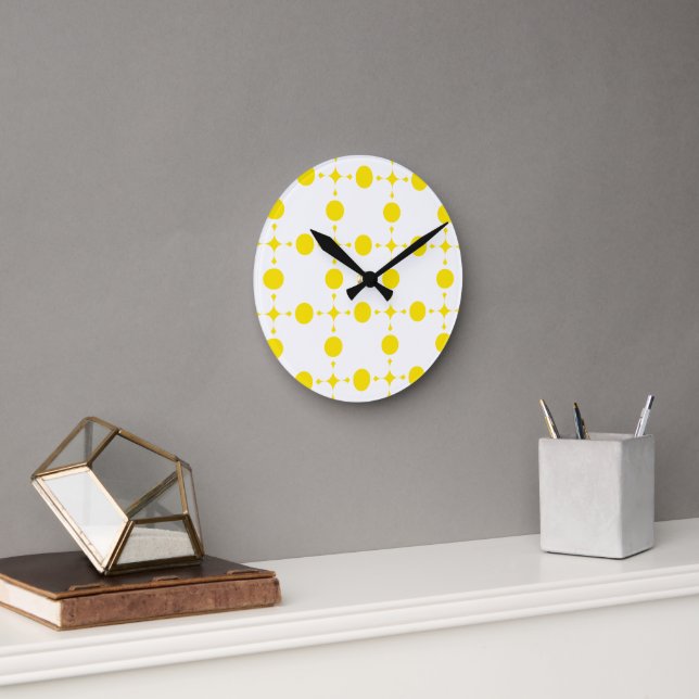 Yellow Polka Dots, Polka Dot Pattern, Dots, Dotted Round Clock (Office)