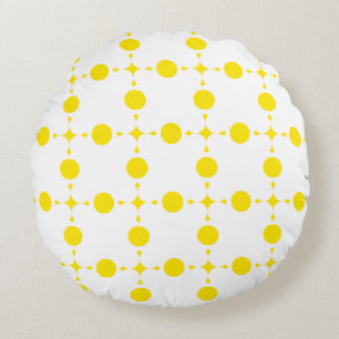 Yellow Polka Dots, Polka Dot Pattern, Dots, Dotted Round Cushion