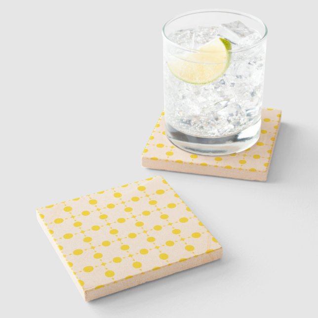 Yellow Polka Dots, Polka Dot Pattern, Dots, Dotted Stone Coaster (Side)