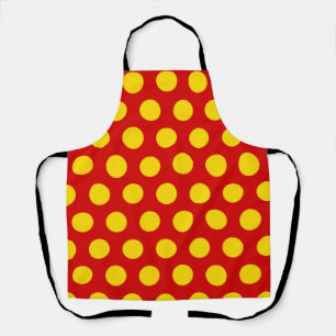 yellow polka dots red apron