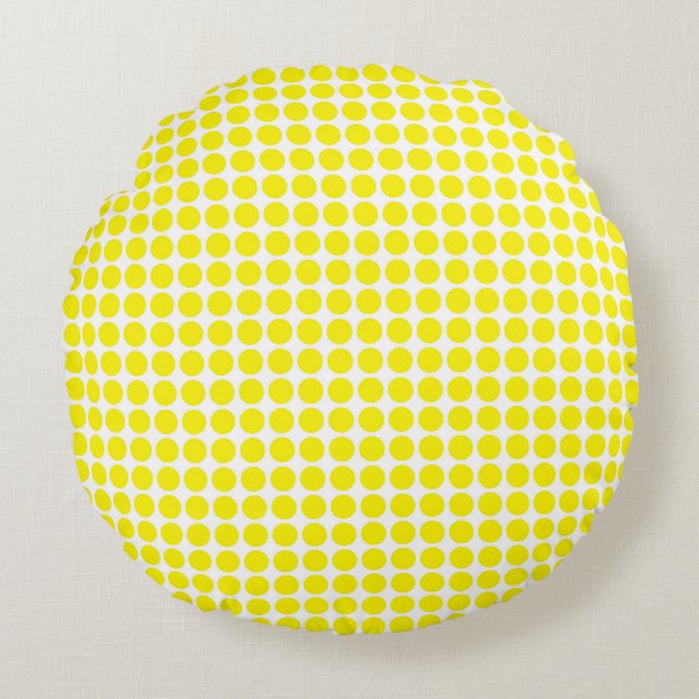 Yellow Polka Dots Round Cushion (Front)