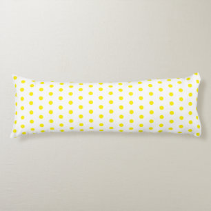 Yellow Polka Dots White Custom Colours Cute Pretty Body Cushion