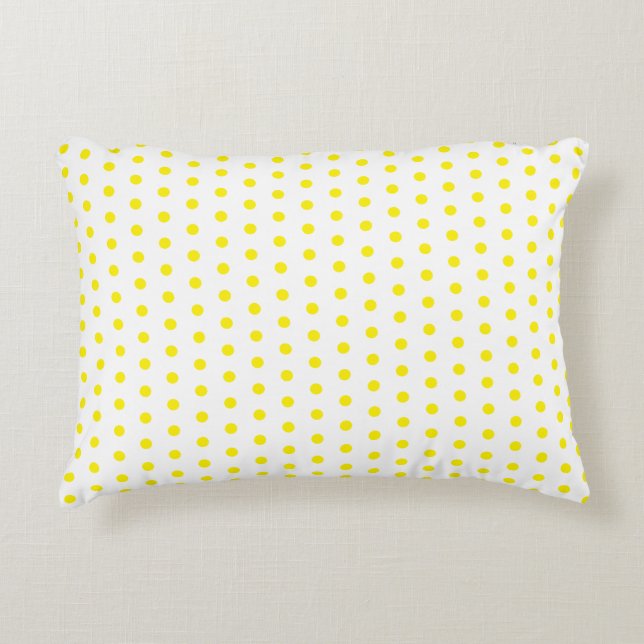 Yellow Polka Dots White Custom Colours Cute Trendy Decorative Cushion (Front)