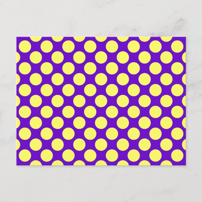 Yellow Polka Dots With Purple Background Postcard (Front)