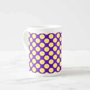 Yellow Polka Dots with Purple Background STaylor Bone China Mug