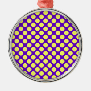 Yellow Polka Dots with Purple Background STaylor Metal Tree Decoration