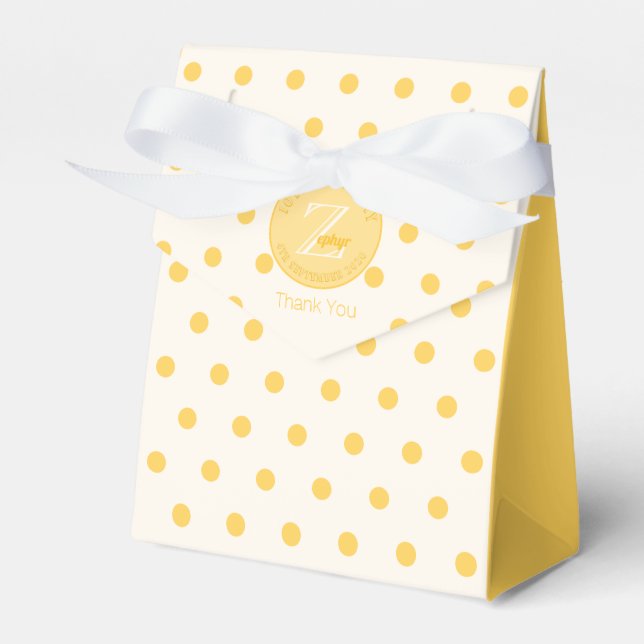Yellow Polka Dots Yellowish White Favour Box (Front Side)
