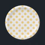 Yellow polkadots paper plate<br><div class="desc">Yellow polkadots on white background</div>