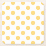 Yellow polkadots square paper coaster<br><div class="desc">Yellow polkadots on white background</div>