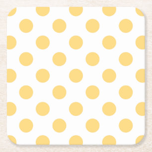 Yellow polkadots square paper coaster