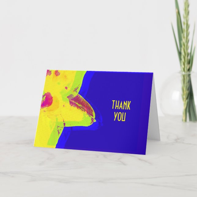 Yellow Pop Art Daffodil Thank You Note Card (Front)