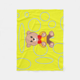 Yellow Popcorn Anime Teddy Bear Fleece Blanket