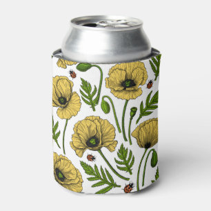 Yellow poppies and ladybugs can cooler