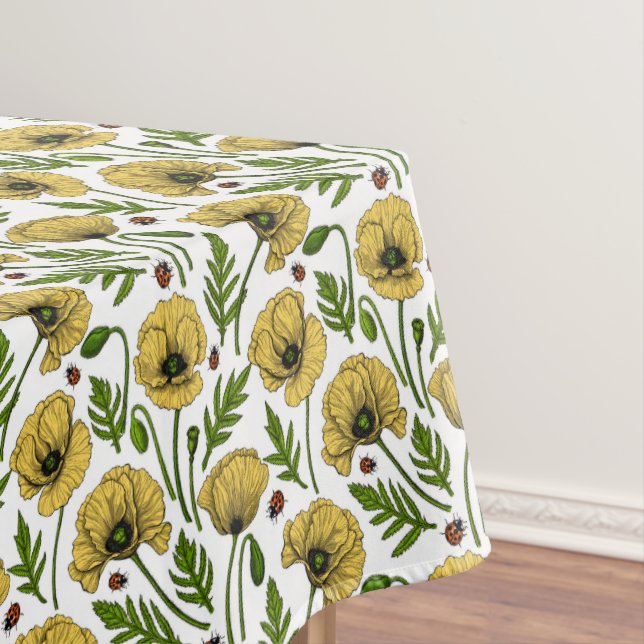 Yellow poppies and ladybugs tablecloth (In Situ)