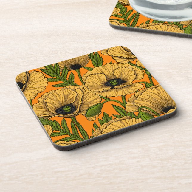 Yellow poppies coaster (Left Side)