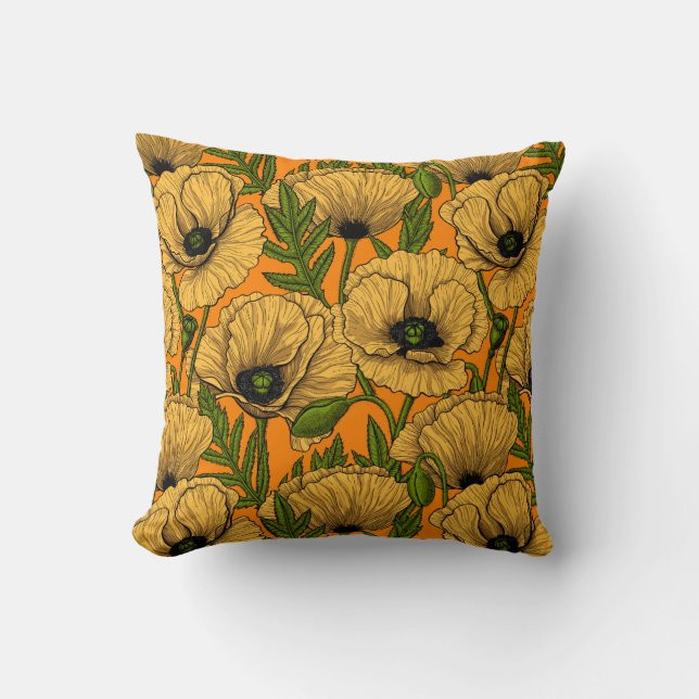 Yellow poppies cushion (Front)