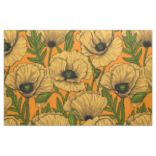 Yellow poppies fabric