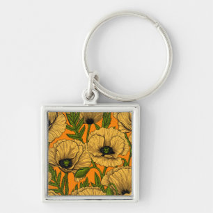 Yellow poppies key ring