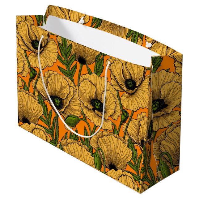 Yellow poppies large gift bag (Back Angled)
