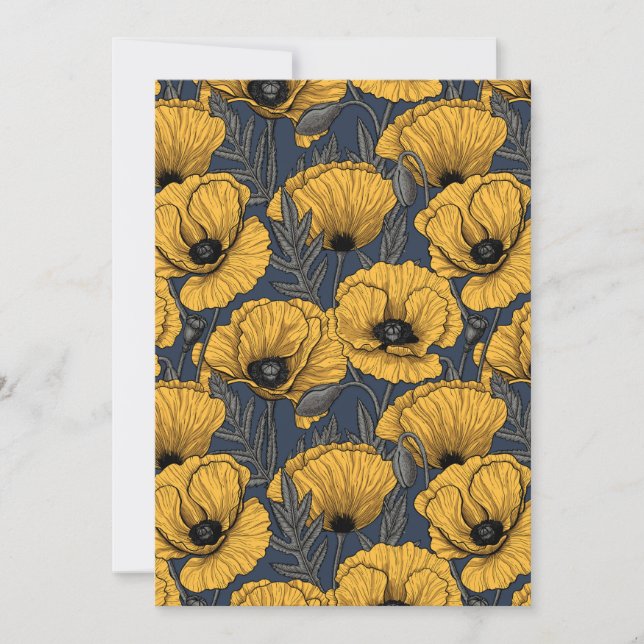 Yellow poppies on navy (Front)