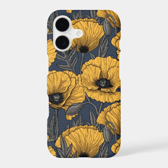 Yellow poppies on navy (Back)