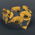 Yellow poppies on navy tie<br><div class="desc">Vector pattern made of hand-drawn poppies.</div>