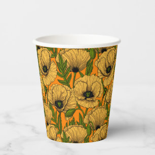 Yellow poppies paper cups
