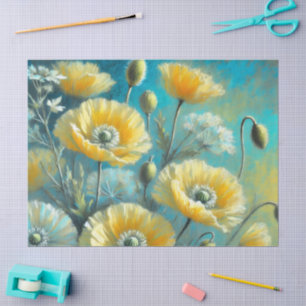 Yellow Poppies Poppy Floral Flowers Decoupage Tissue Paper