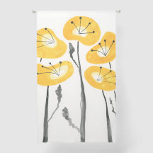 Yellow Poppies Sheer Curtains