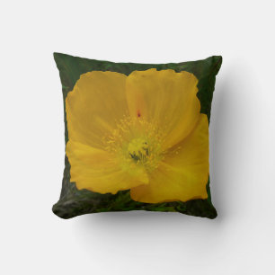 Yellow Poppy Alaskan Wildflower Floral Cushion