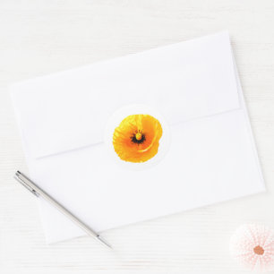 Yellow Poppy Custom Blank Floral Wedding Bridal Classic Round Sticker