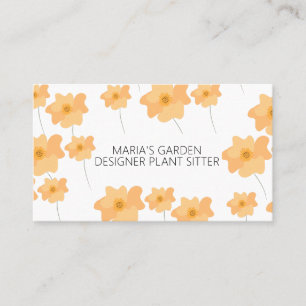 Yellow Poppy Floral Garden Plant Sitter Business Card