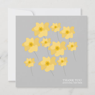 Yellow Poppy Floral Hand Drawn Thank You Postcard