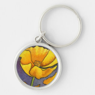 "Yellow Poppy" Floral Keychain