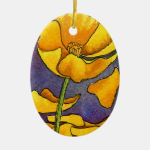 "Yellow Poppy" Floral Ornament