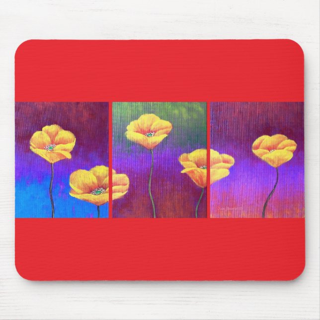 Yellow Poppy Flower Painting - Multi Mouse Pad (Front)