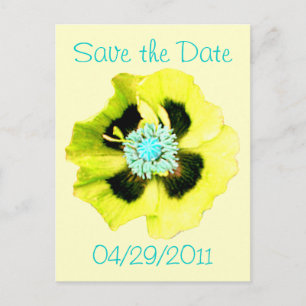 Yellow Poppy 'Save the Date' postcard yellow
