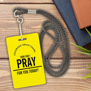 Yellow prayer church volunteers id badge