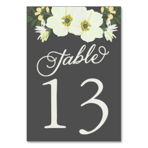 Yellow Pretty Anemones Floral Table Numbers Card