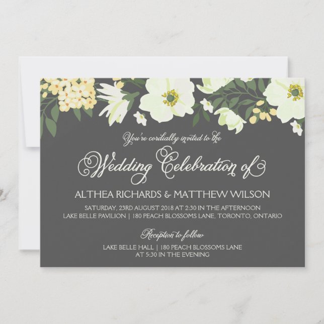Yellow Pretty Anemones Floral Wedding Invitation V (Front)