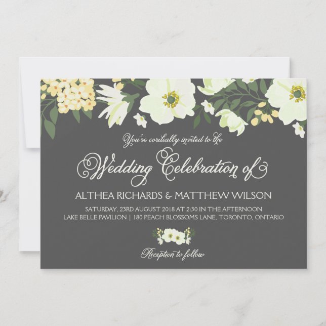 Yellow Pretty Anemones Floral Wedding IV Invitation (Front)