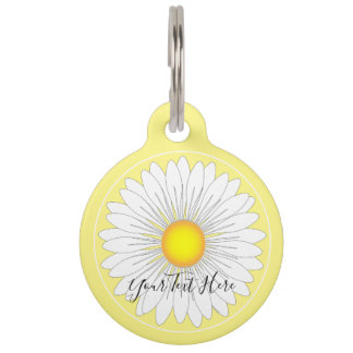 Yellow Pretty Little Daisy Round Pet Tag