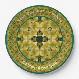 Yellow Primrose Floral Art Personalised Party Paper Plate