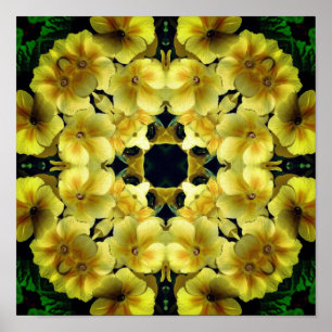 Yellow Primrose Flower Abstract Art Poster