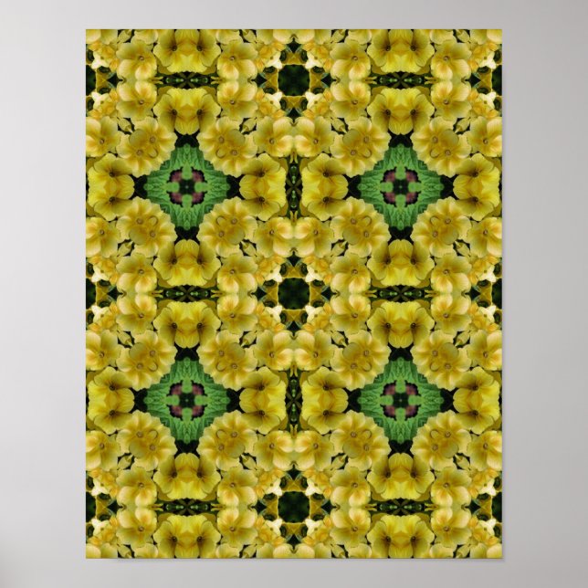 Yellow Primrose Flower Abstract Art    Poster (Front)