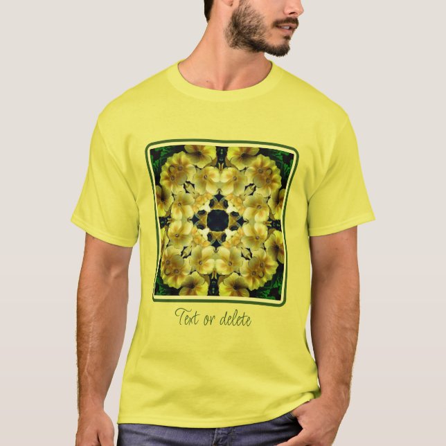 Yellow Primrose Flower Abstract Art  T-Shirt (Front)