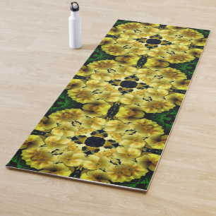 Yellow Primrose Flower Abstract Art   Yoga Mat