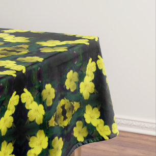 Yellow Primrose Flowers Abstract Tablecloth