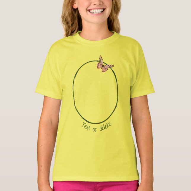 Yellow Primrose Flowers And Butterfly Personalised T-Shirt (Front)